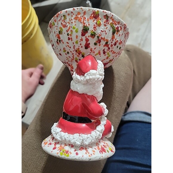 Vintage Santa Claus Candy Dish Cornucopia 6 1/2 Inches Tall - Picture 3 of 5